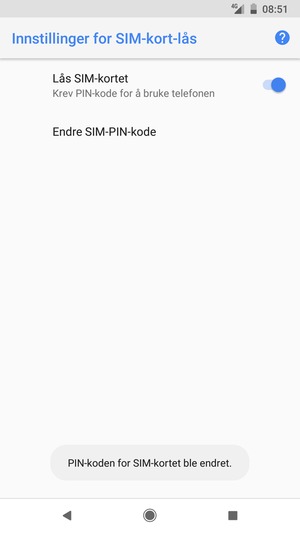 Din PIN-kode for SIM-kort er endret