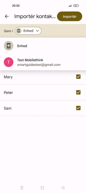 Vælg din Googe konto
