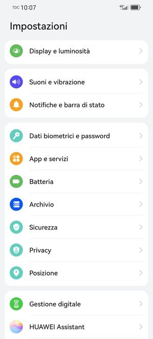 Scorri e seleziona Batteria