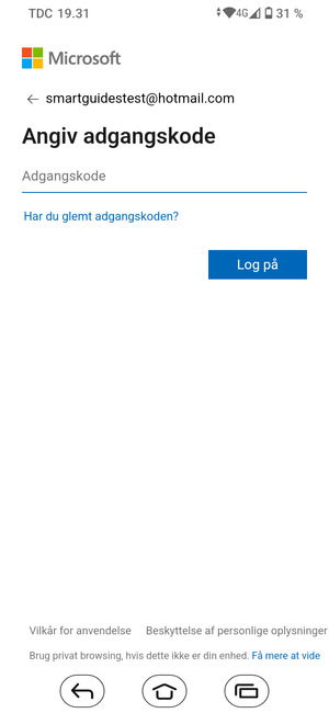 Indtast din adgangskode og vælg Log på