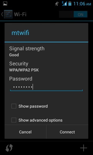 Enter the Wi-Fi password and select Connect