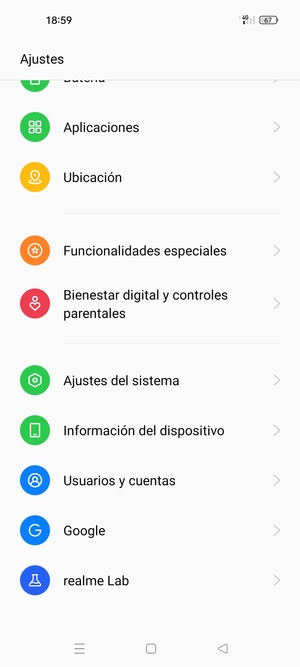 Desplácese y seleccione Información del dispositivo
