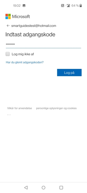 Indtast din adgangskode og vælg Log på