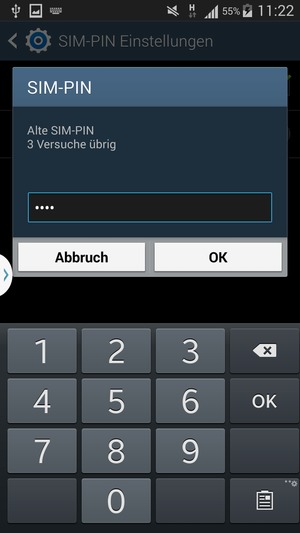 Geben Sie Ihre Alte SIM-PIN ein und wählen Sie OK
