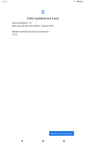 Si votre tablette est à jour, vous verrez l'écran suivant