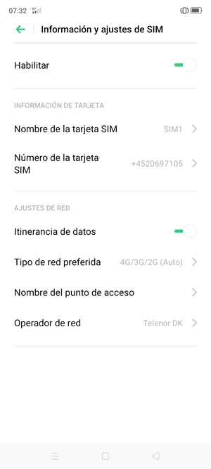 Activar o desactivar Itinerancia de datos