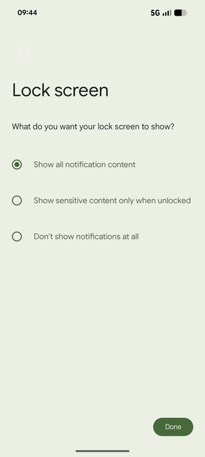 Select your preferred option and select Done