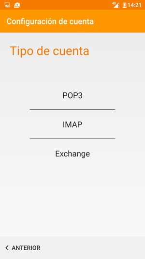 Seleccione POP3 o IMAP