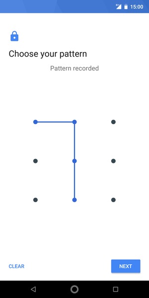 Draw an unlock pattern and select NEXT