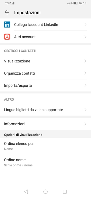 Seleziona Importa/esporta