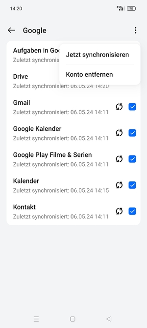 Wählen Sie Jetzt synchronisieren