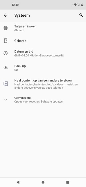 Selecteer Back-up