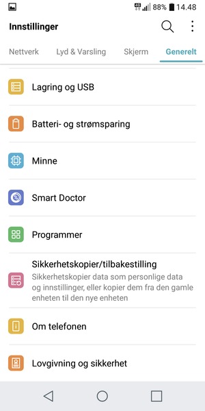 Bla til og velg Om telefonen