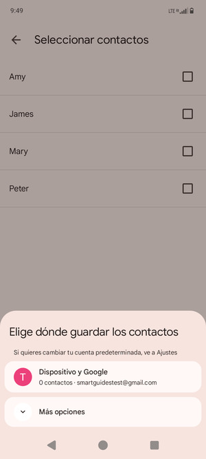 Seleccione Dispositivo y Google