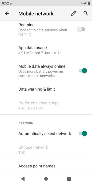 Scroll to and select Access point names