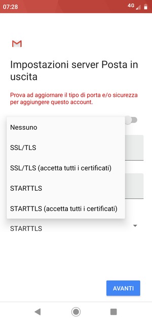 Seleziona Nessuno e AVANTI