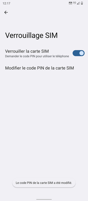 Votre code PIN de la carte SIM a été modifié