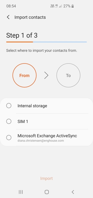 Select SIM 1 or SIM 2
