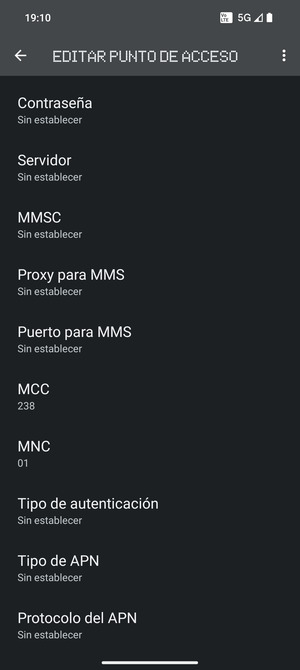 Desplácese hacia abajo e introduzca la información de Internet