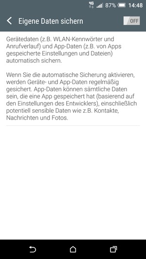Schalten Sie Eigene Daten sichern ein