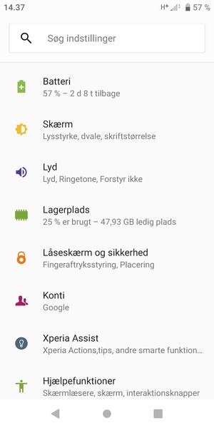 Scroll til og vælg Låseskærm og sikkerhed