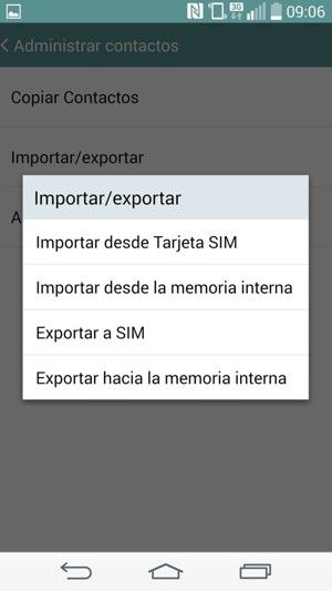 Seleccione Importar desde Tarjeta SIM