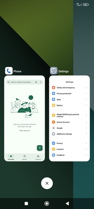 Select the Delete icon to close all running apps