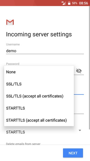Select None and NEXT