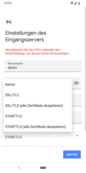 Wählen Sie Keiner und WEITER