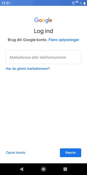 Indtast din Gmail adresse og vælg Næste