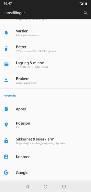 Bla til og velg Sikkerhet & låseskjerm
