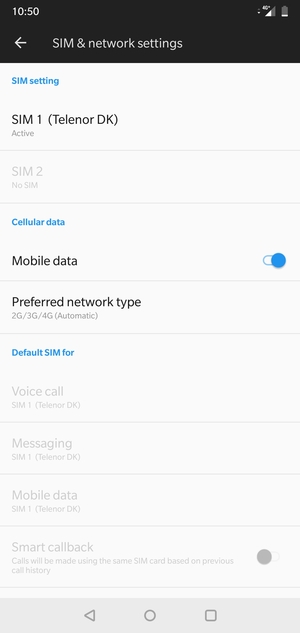 Select Preferred network type