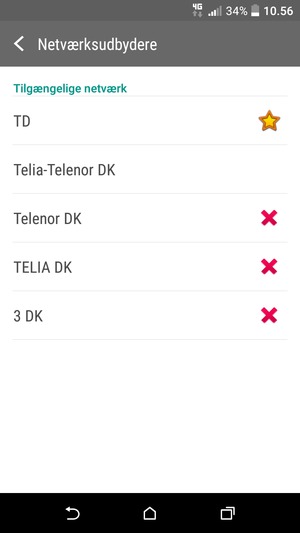 Vælg en netværksudbyder fra listen