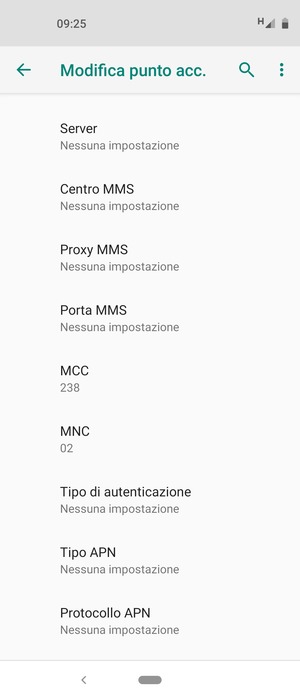 Scorri verso il basso e inserisci le informazioni di internet