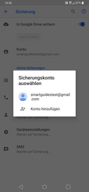 Wählen Sie Ihr Konto für Backup