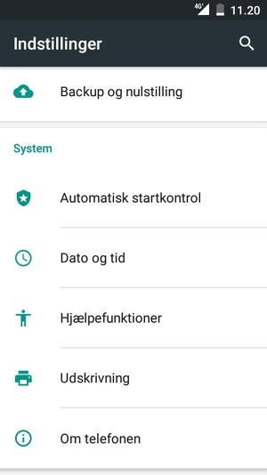 Scroll til og vælg Om telefonen