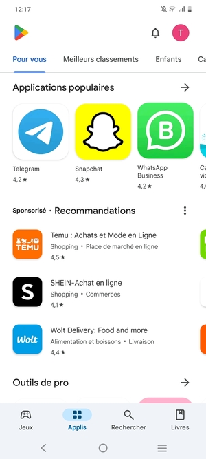Sélectionnez Rechercher