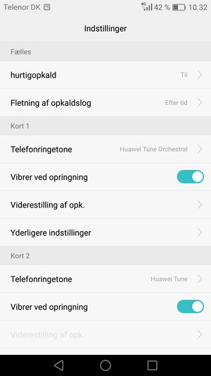 Scroll til Kort 1 eller kort 2 og vælg Yderligere indstillinger