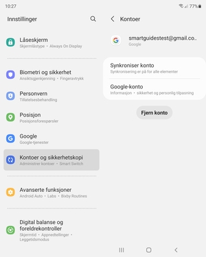 Velg Synkroniser konto