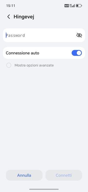 Inserisci la password del Wi-Fi e seleziona Connetti