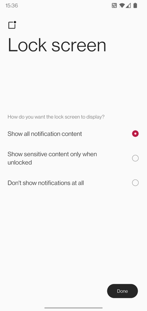Select your preferred option and select Done