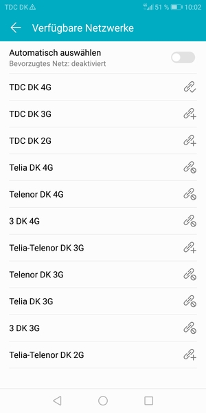 Wählen Sie einen Netzbetreiber von der Liste