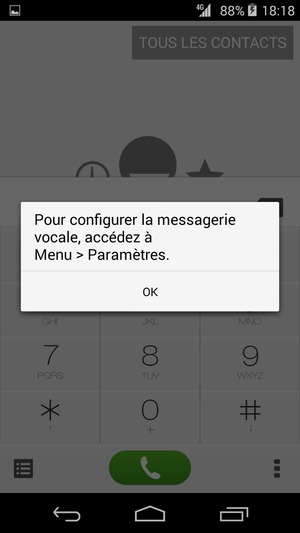 Si votre messagerie vocale n'est pas configurée, sélectionnez OK