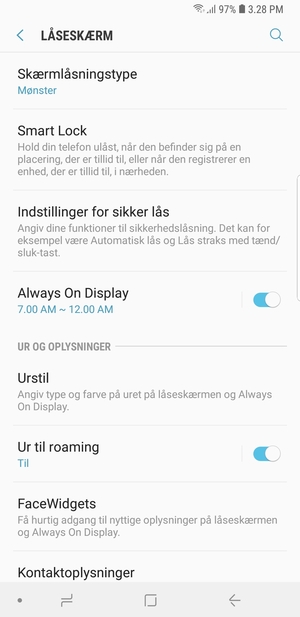 Din telefon er nu sikret med en skærmlås