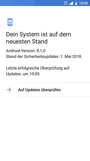 Falls Ihr Handy aktualisiert ist, wird Ihnen der folgende Bildschirm angezeigt