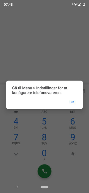 Hvis din telefonsvarer ikke er sat op, vælg OK