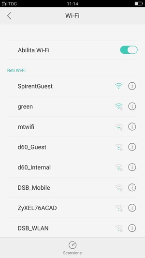 Seleziona la rete wireless a cui desideri connetterti