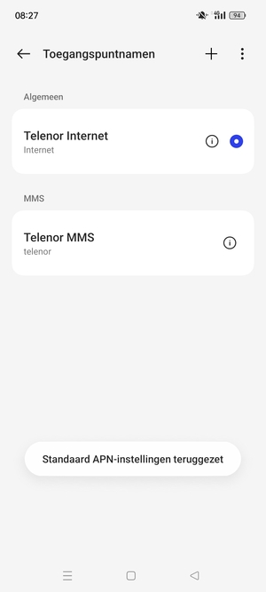 Selecteer Nieuwe APN