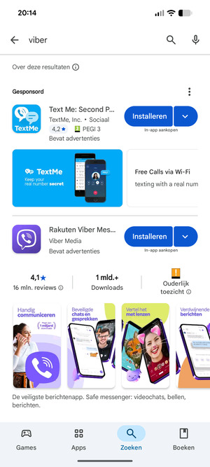 Selecteer de app