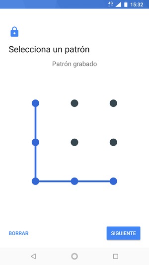 Dibuje un patrón de desbloqueo y seleccione SIGUIENTE